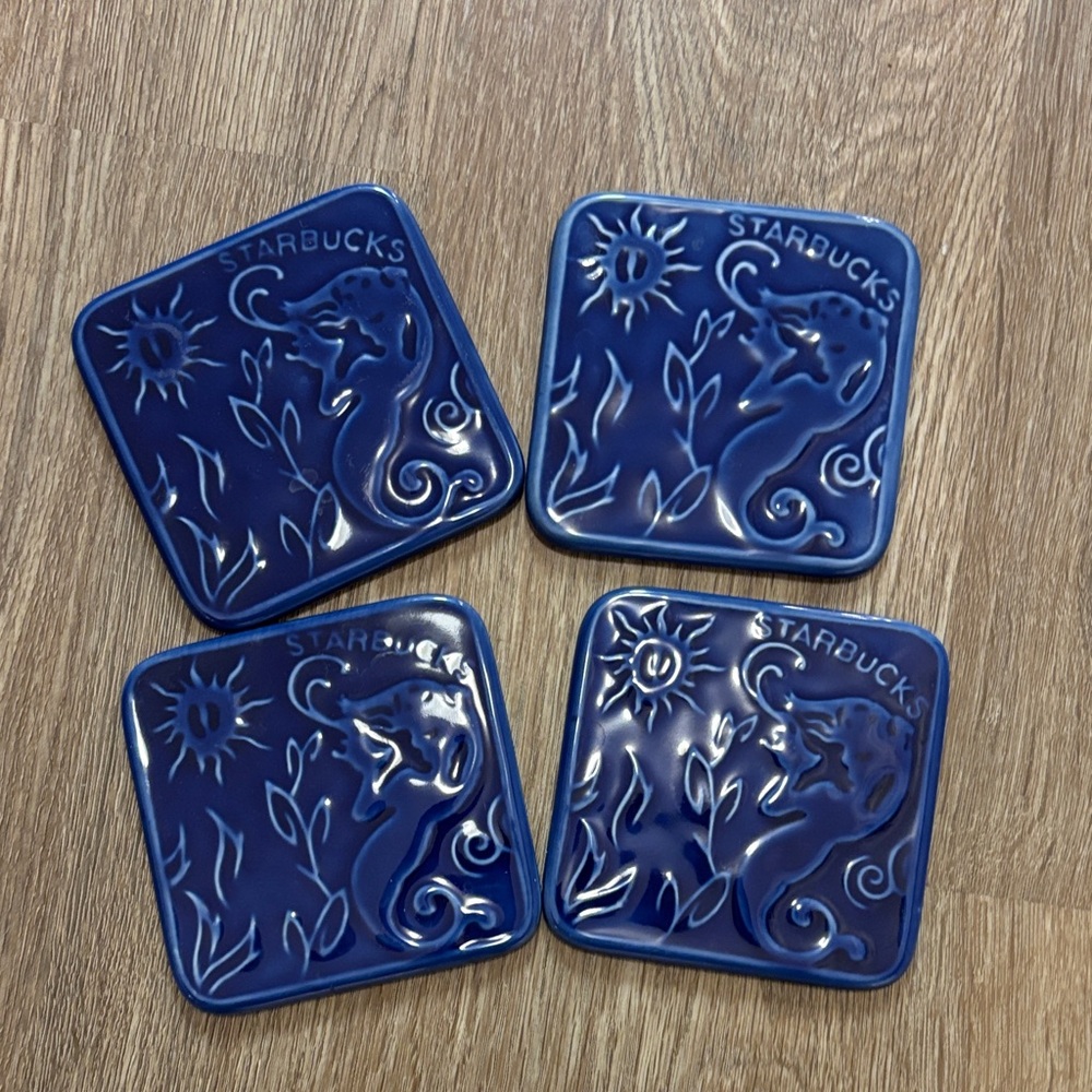 Starbucks Deep Blue Ceramic Coaster Collection